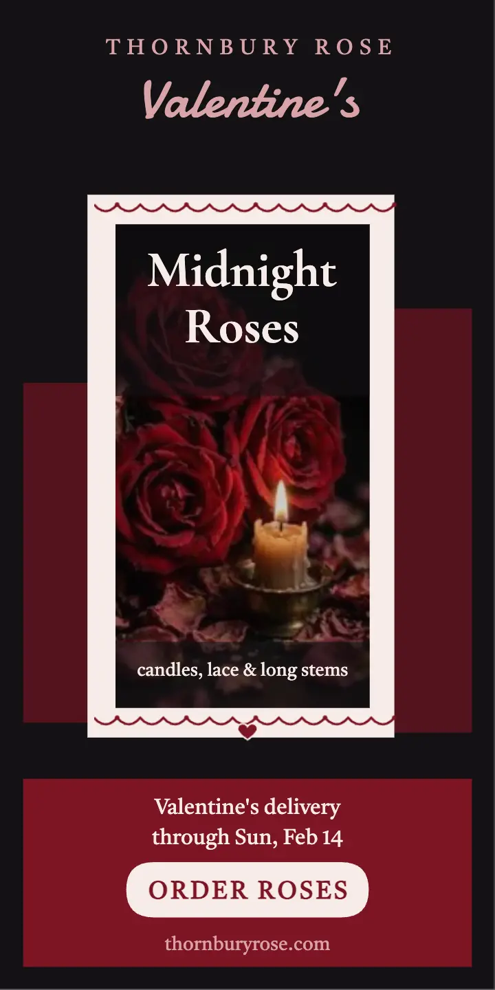 Thornbury Rose Valentine's dark romance ad template