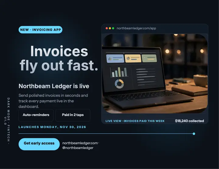 Northbeam Ledger invoicing launch flyer template