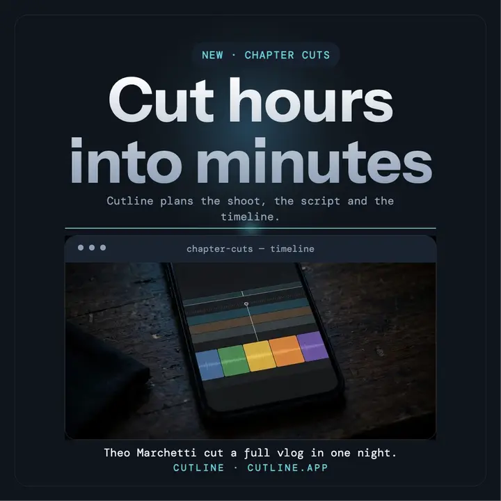 Cutline video app dark creator post template