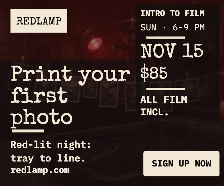 Redlamp film workshop darkroom ad template