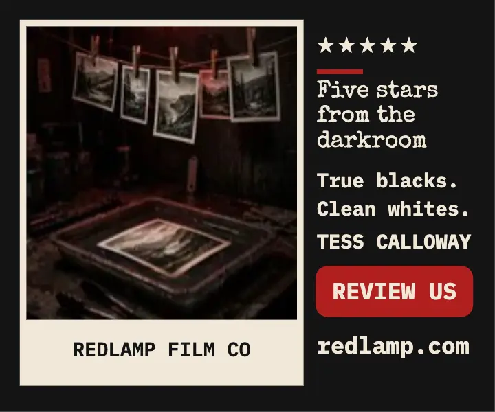 Redlamp film lab five-star review ad template