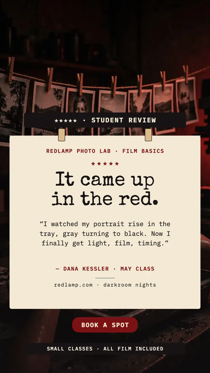 Redlamp darkroom review story: photo workshop review template