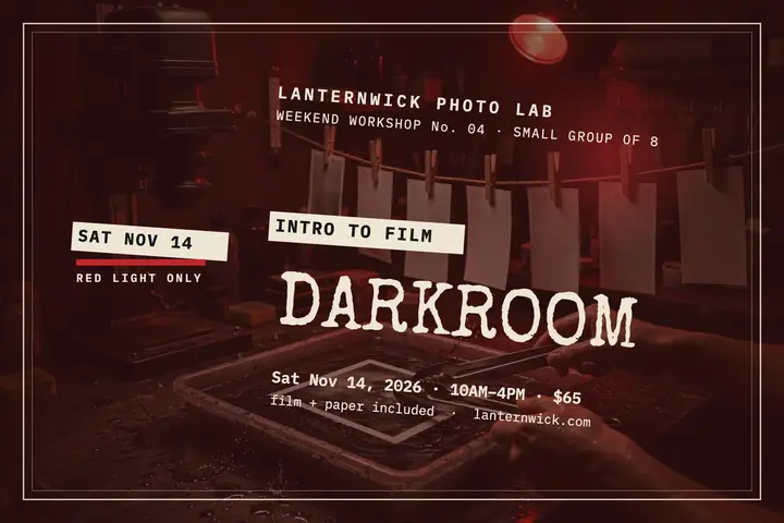 Lanternwick darkroom weekend postcard: darkroom workshop postcard template