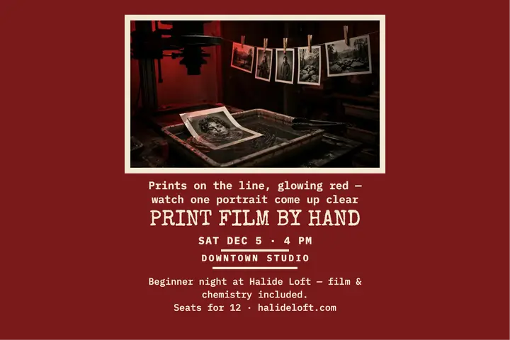 Halide Loft darkroom workshop postcard template