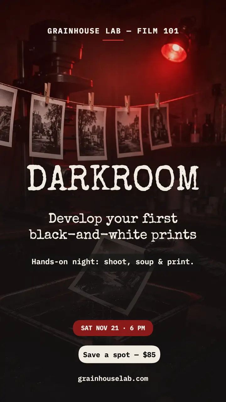 Grainhouse Lab darkroom workshop story template