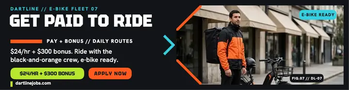 Dartline e-bike courier hiring billboard template