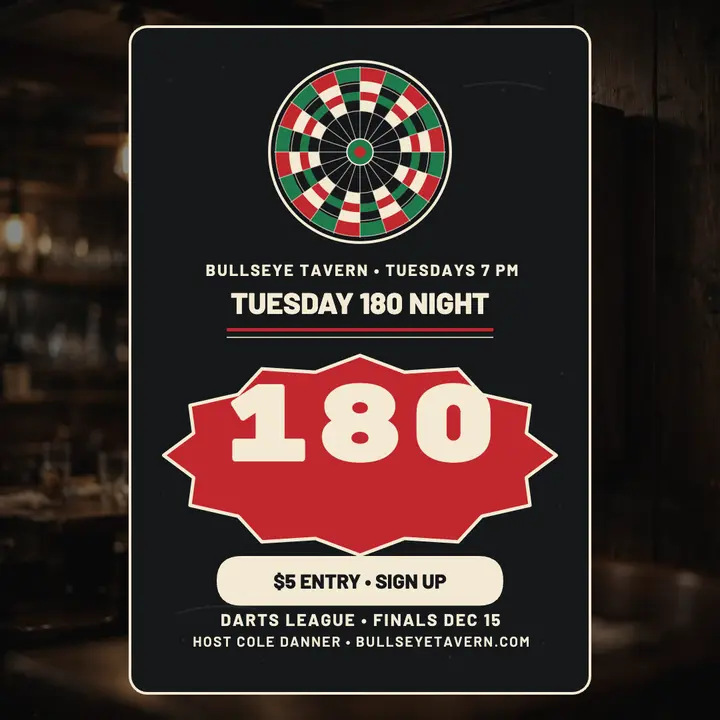 Bullseye Tavern 180 night league post template