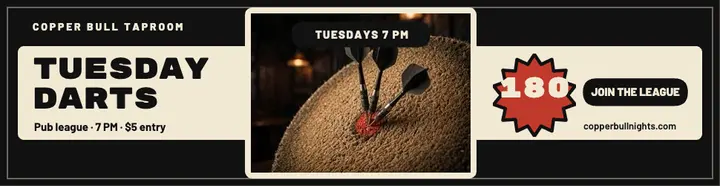Copper Bull darts league billboard: darts league billboard ad template