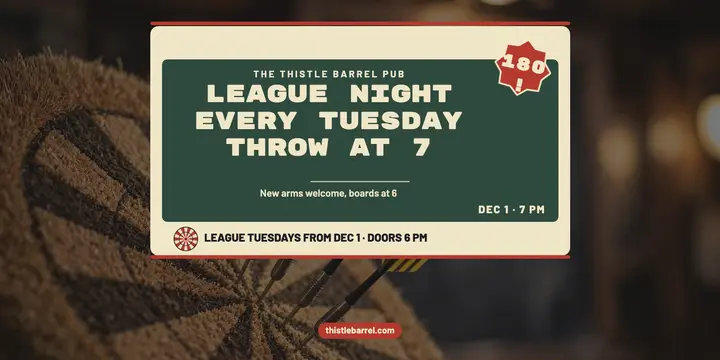 Thistle Barrel darts league night post template