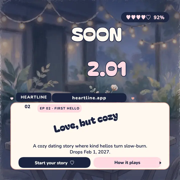 Heartline cozy dating app launch dialogue post template