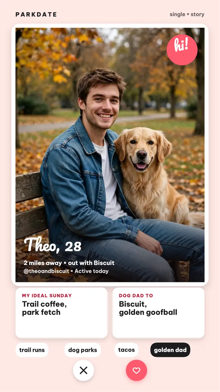 Theo dog dad dating profile story template