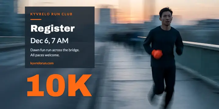 Dawn 10K fun run registration, motion blur post template