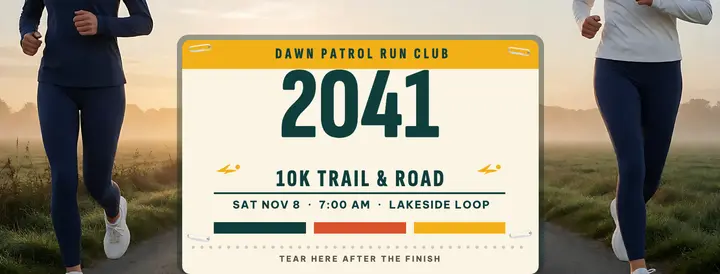 Dawn Patrol 10K race bib cover template