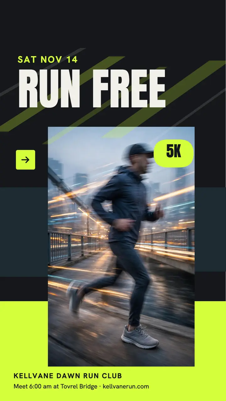 Kellvane dawn run club 5K story template