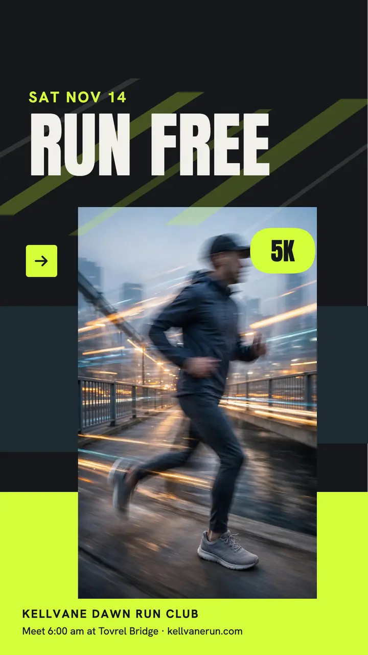 Kellvane dawn run club 5K story template
