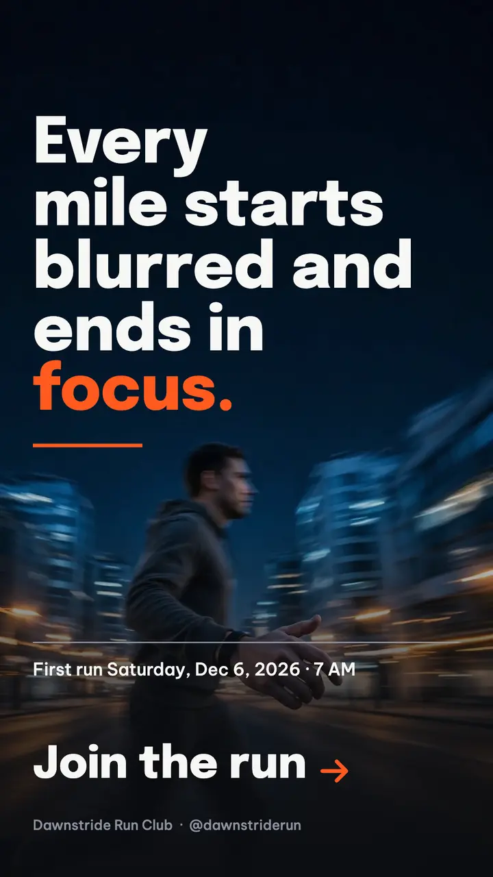 Dawn run club winter sign-up story, motion blur template