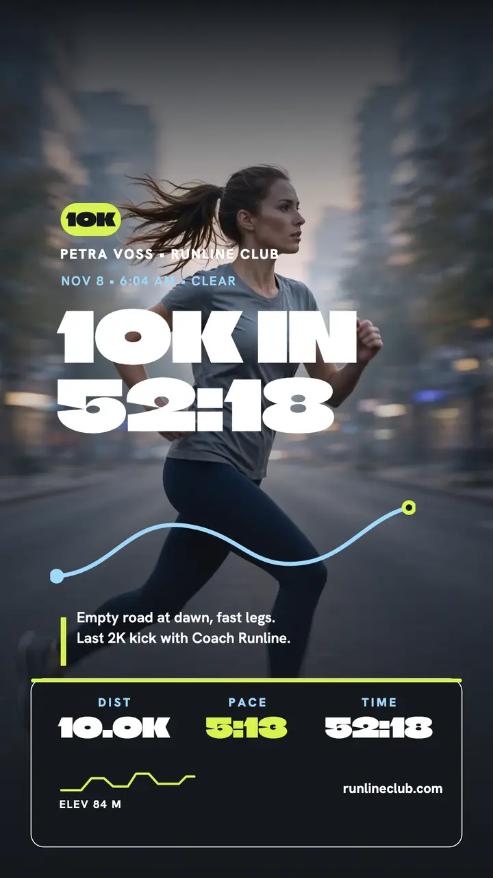 Dawn 10K run stats story template