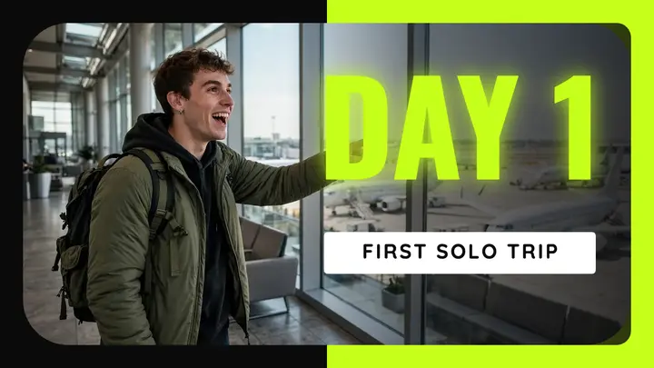 Day 1 travel vlog thumbnail template