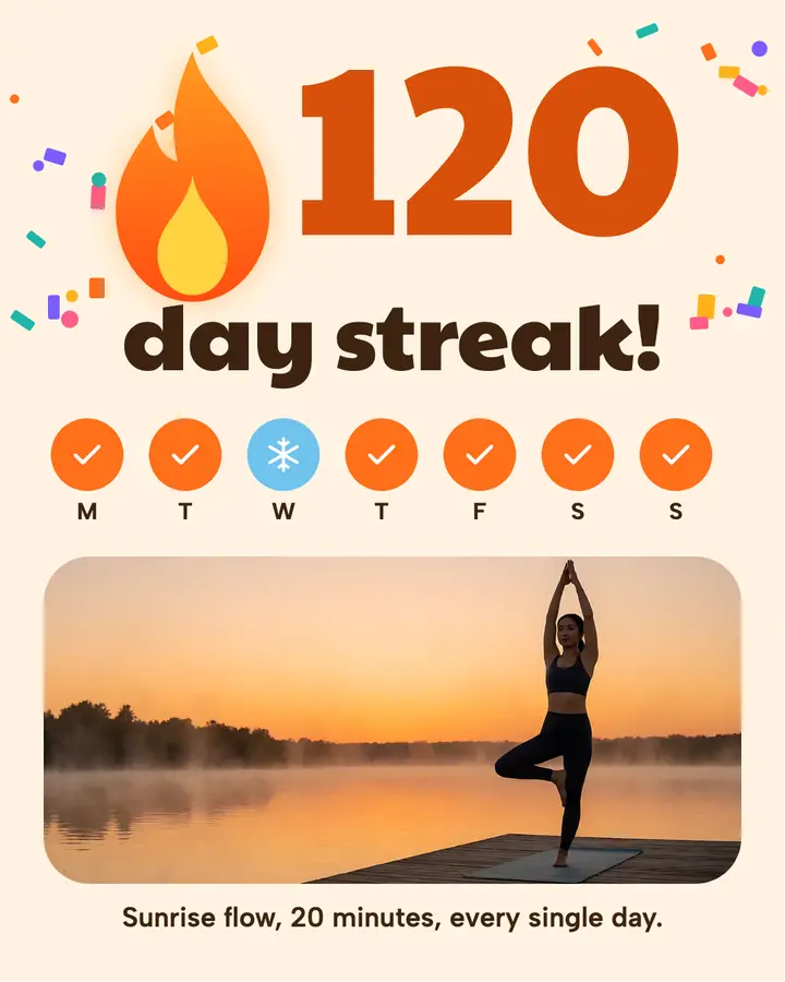 120 day yoga streak post template