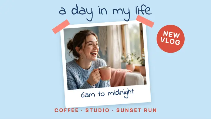Polaroid day in my life thumbnail template