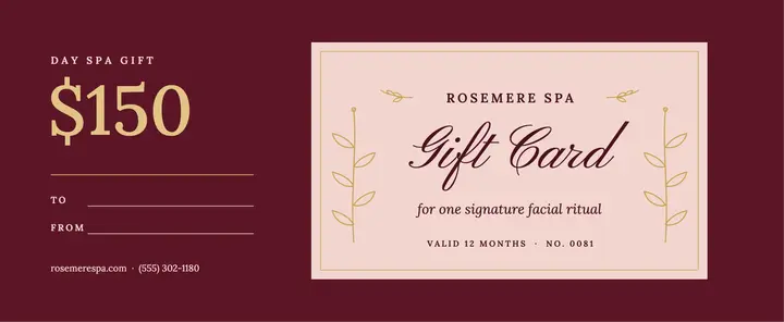 Day spa gift card template