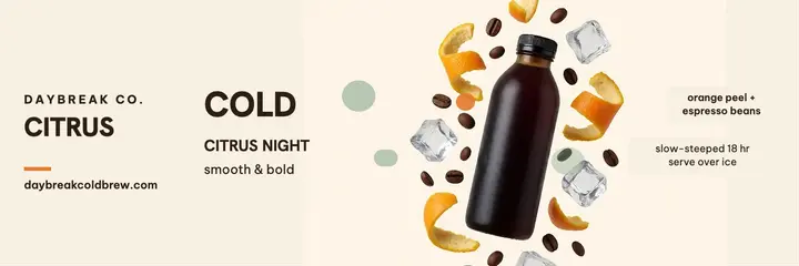 Daybreak citrus cold brew header: cold brew x header template