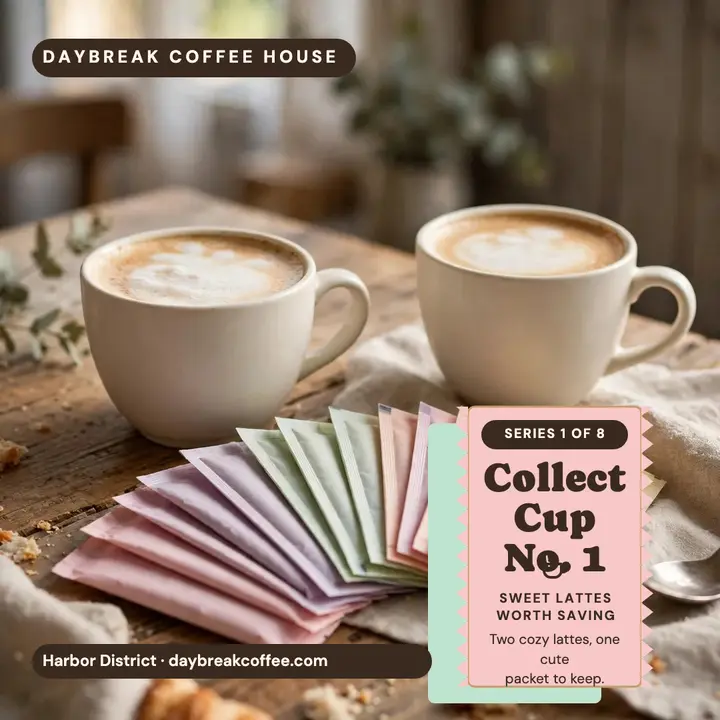 Daybreak collectible sugar packet post template