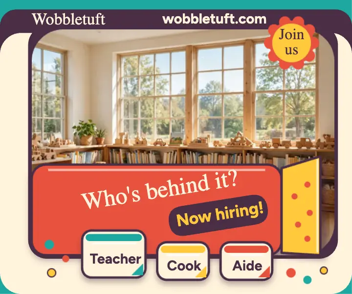 Wobbletuft daycare now hiring lift-the-flap ad template