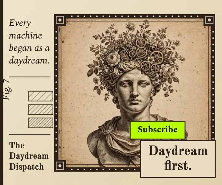 Daydream Dispatch quote ad, engraving collage template