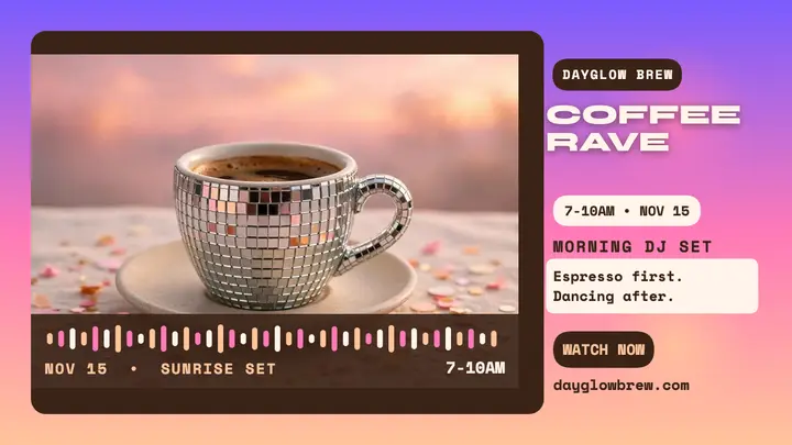 Dayglow Brew coffee rave thumbnail template