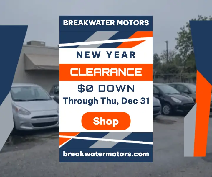 Breakwater Motors New Year clearance dazzle ad template