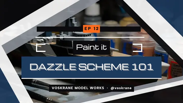 Dazzle camouflage scale model painting thumbnail template