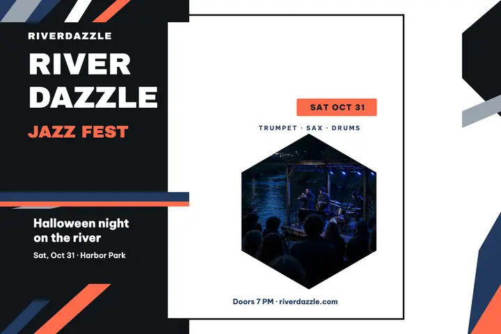 Riverdazzle riverside jazz fest postcard template