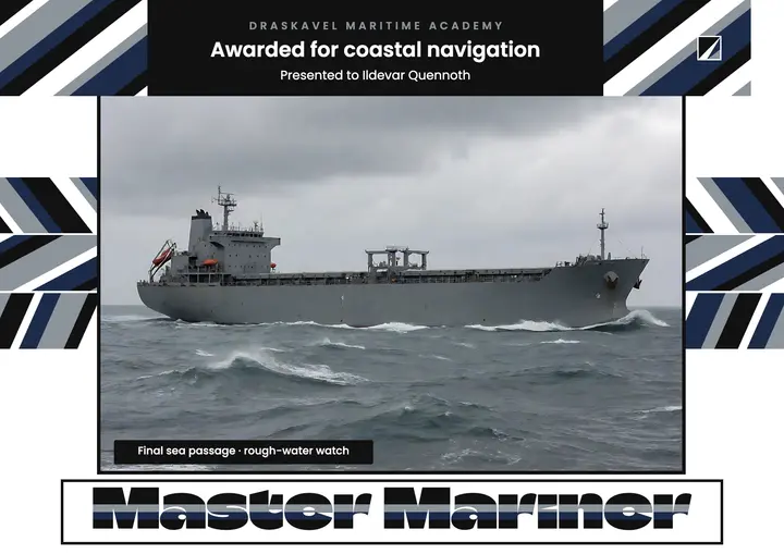 Draskavel Maritime Academy coastal navigation certificate template