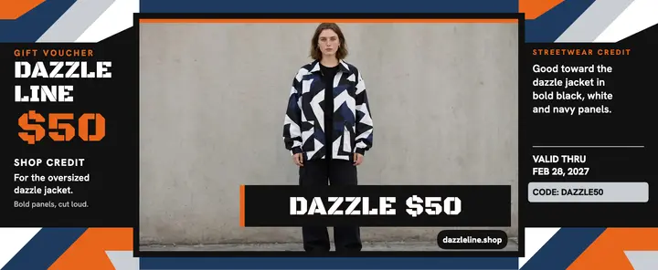 Dazzleline dazzle jacket gift voucher template