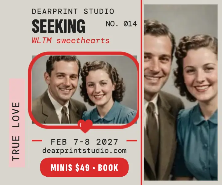 Dearprint Studio Valentine minis classifieds ad: valentine minis ad template