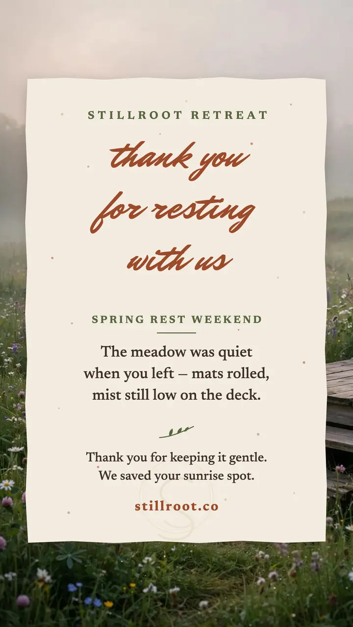 Stillroot thank-you story, meadow deck template