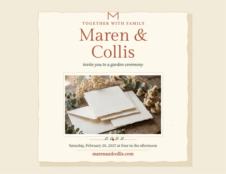 Maren and Collis deckled garden invite flyer: garden wedding invitation flyer template