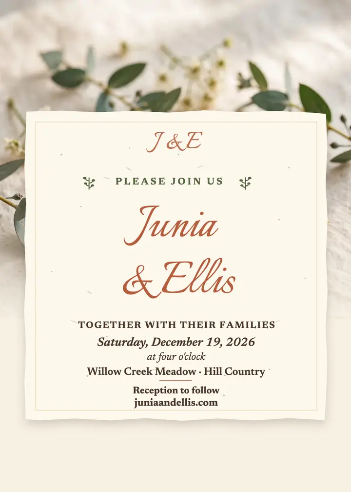 Junia and Ellis deckled wildflower invite template