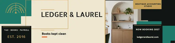 Ledger and Laurel deco accounting banner template