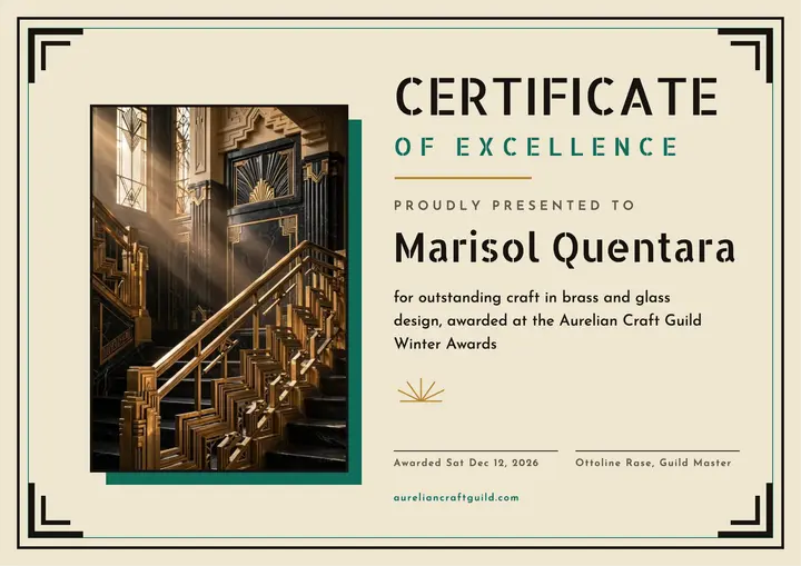 Aurelian Guild craft excellence certificate template