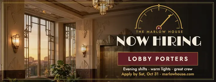 Marlow House lobby porter hiring cover template