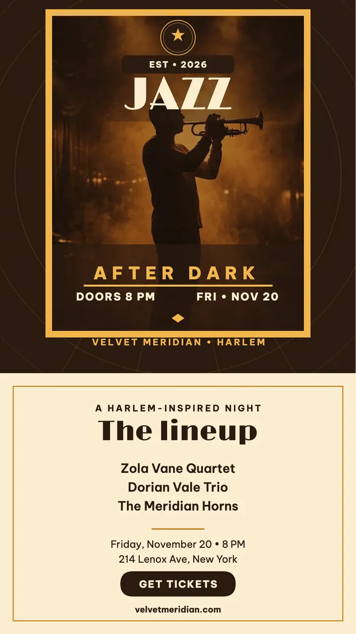 Velvet Meridian jazz night story: jazz night story template