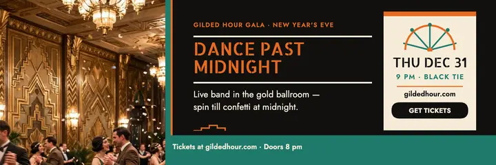Gilded Hour Gala New Year header template