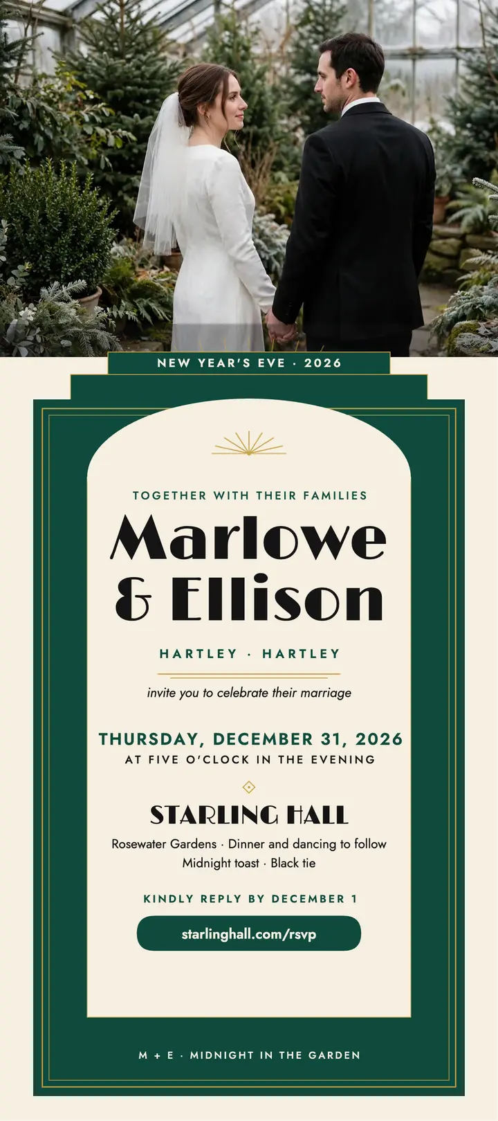 Marlowe and Ellison New Year wedding rack card template