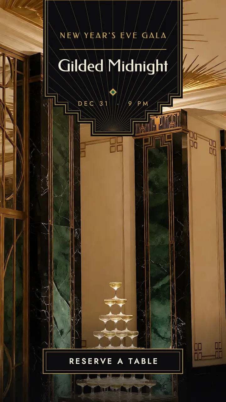 Art Deco New Year's Eve gala story template