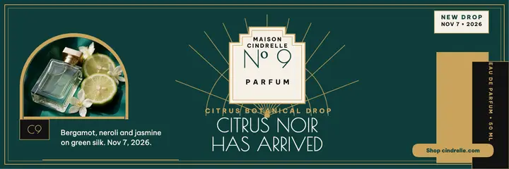 Maison Cindrelle citrus perfume launch header template