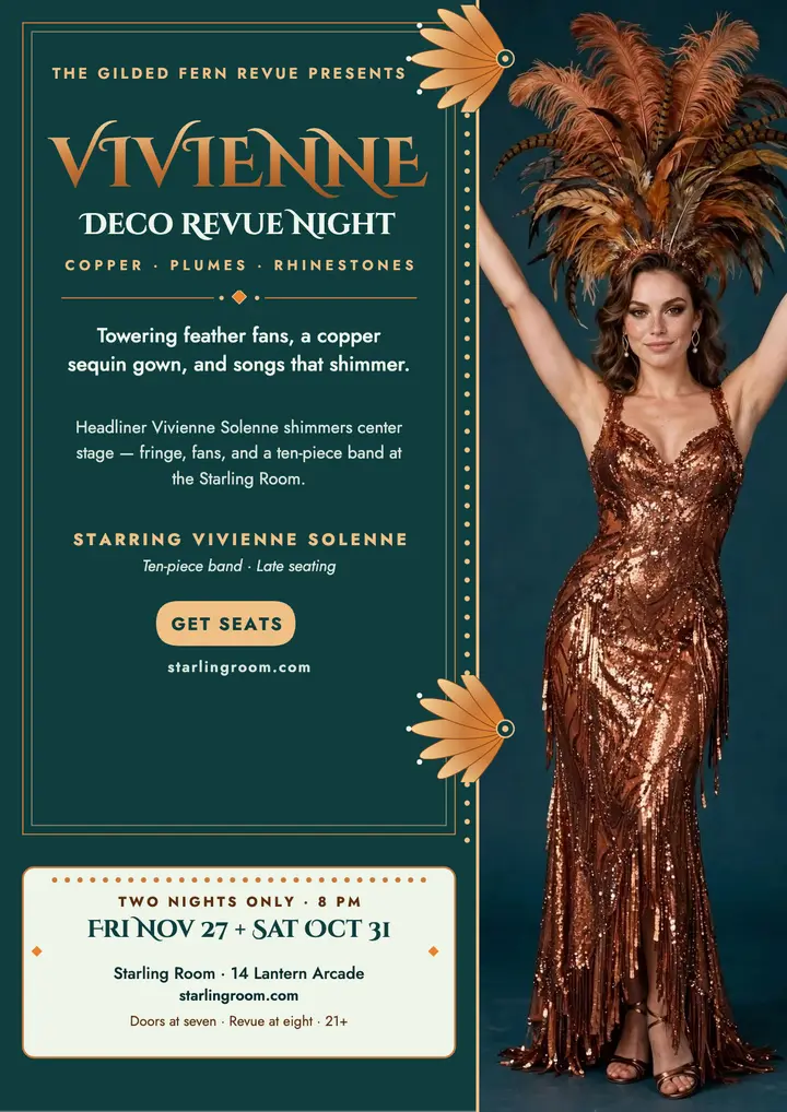 Vivienne deco revue night flyer template