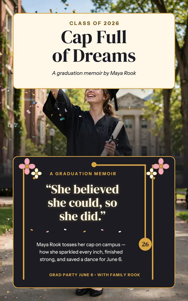 Maya's decorated cap graduation cover template