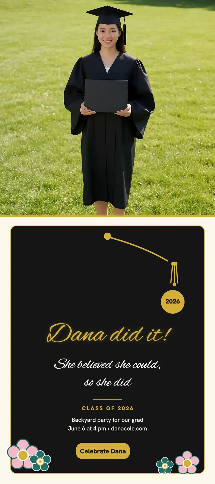 Dana Cole graduation party rack card template